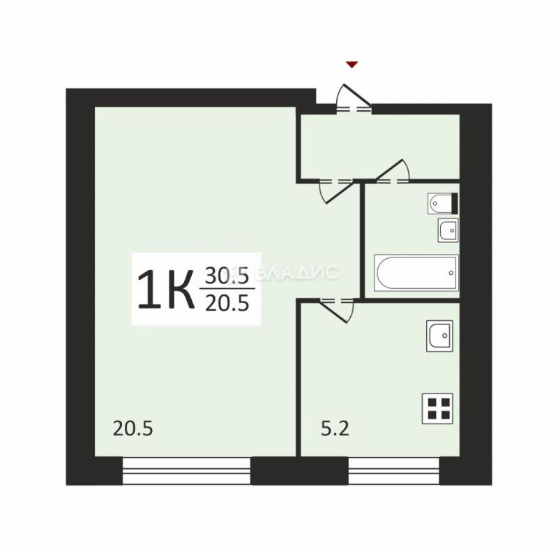 1-комнатная квартира, 30.5 м2