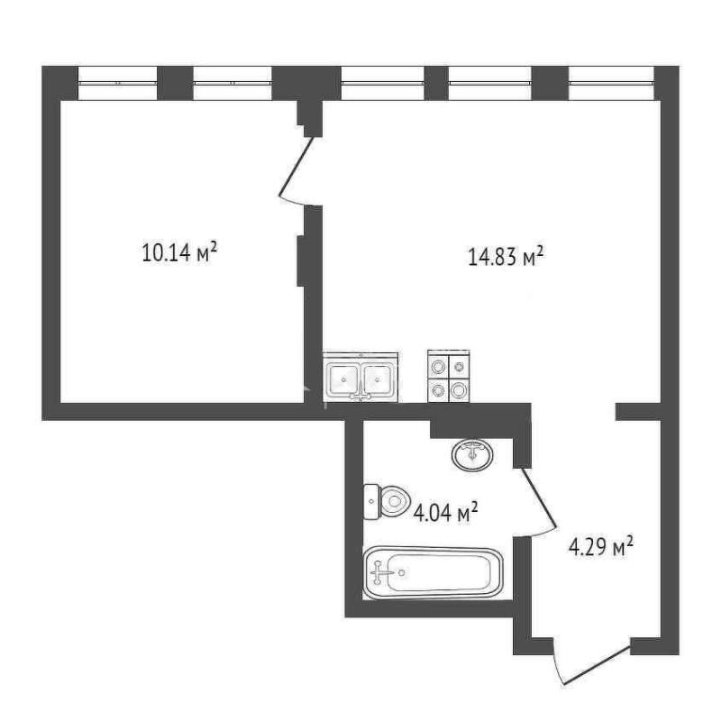1-комн. квартира, 33.3 м², 8/13 этаж