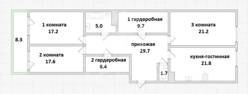 3-комнатная квартира, 140.6 м2