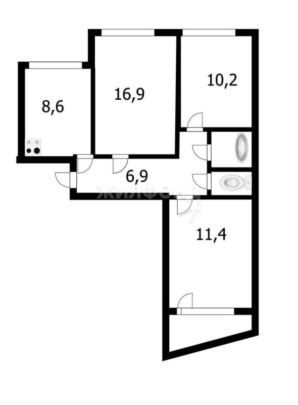 3-комнатная квартира, 62.4 м2
