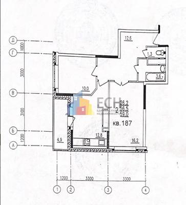 3-комнатная квартира, 59 м2