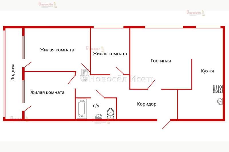 3-комнатная Квартира, 71 м2