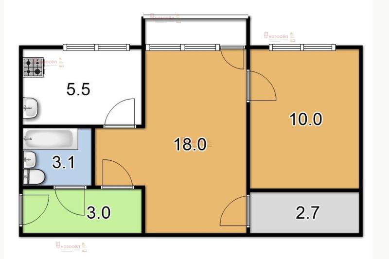 2-комнатная Квартира, 43 м2