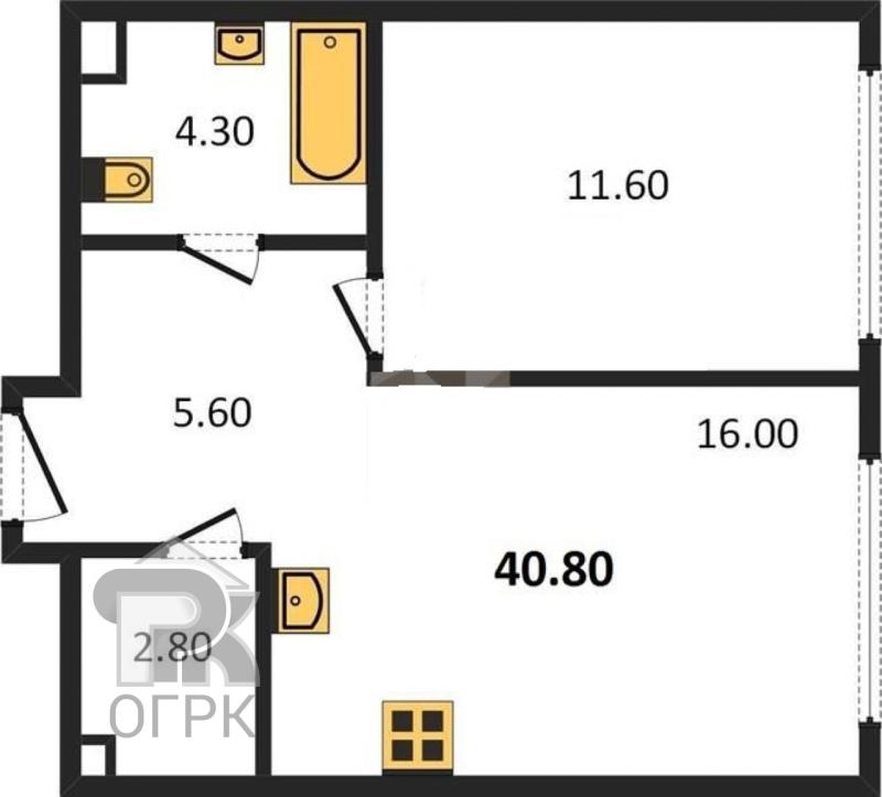 1-комн. квартира, 40.8 м², 8/9 этаж