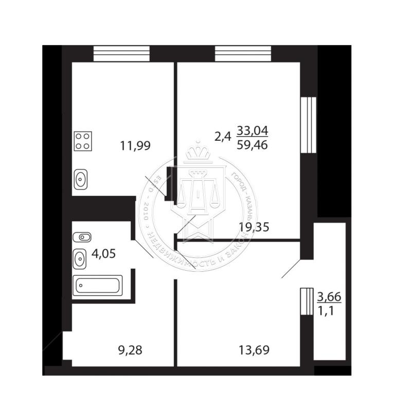 1-комнатная квартира, 31.4 м2