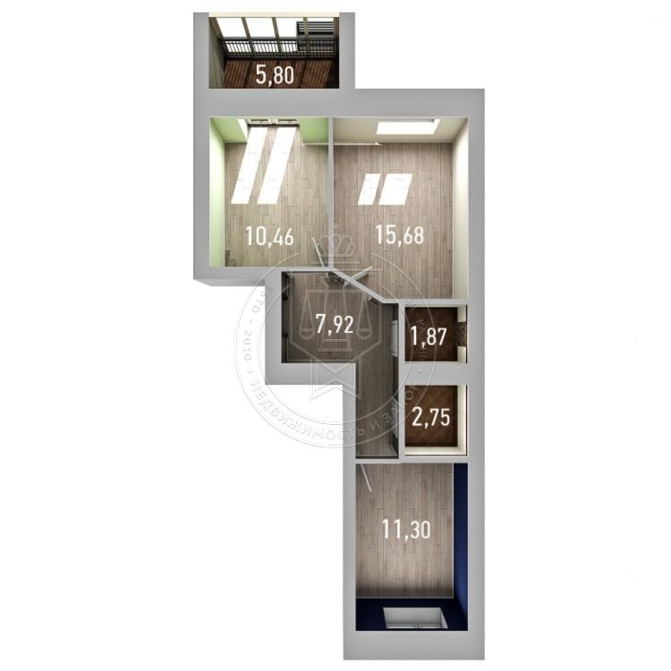 2-комнатная квартира, 52.88 м2