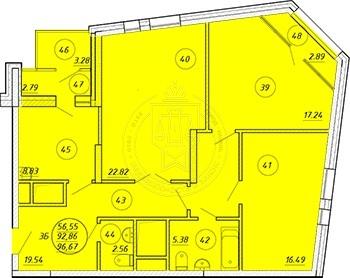 3-комнатная квартира, 98 м2