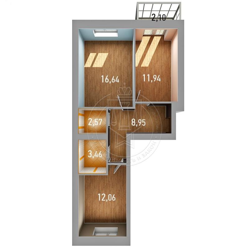 2-комнатная квартира, 56.25 м2