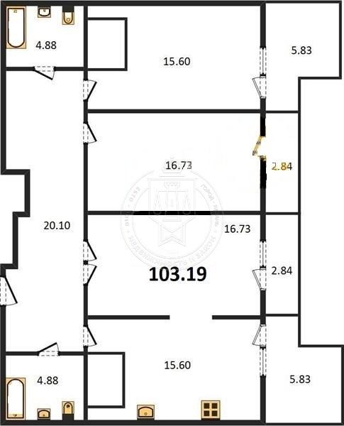 3-комнатная квартира, 103 м2