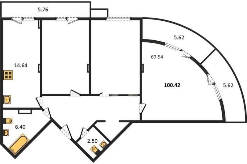 3-комнатная квартира, 100.42 м2