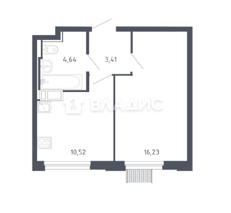 1-комнатная квартира, 34.8 м2