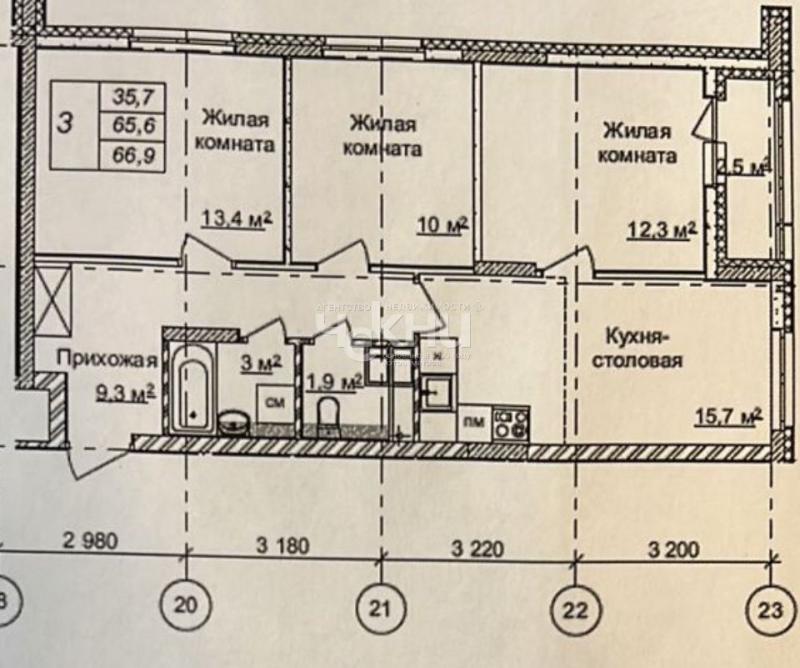 3-комнатная квартира, 67 м2