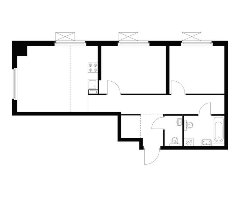 3-комнатная квартира, 61.7 м2