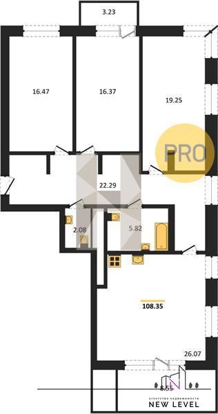 3-комнатная квартира, 113.6 м2