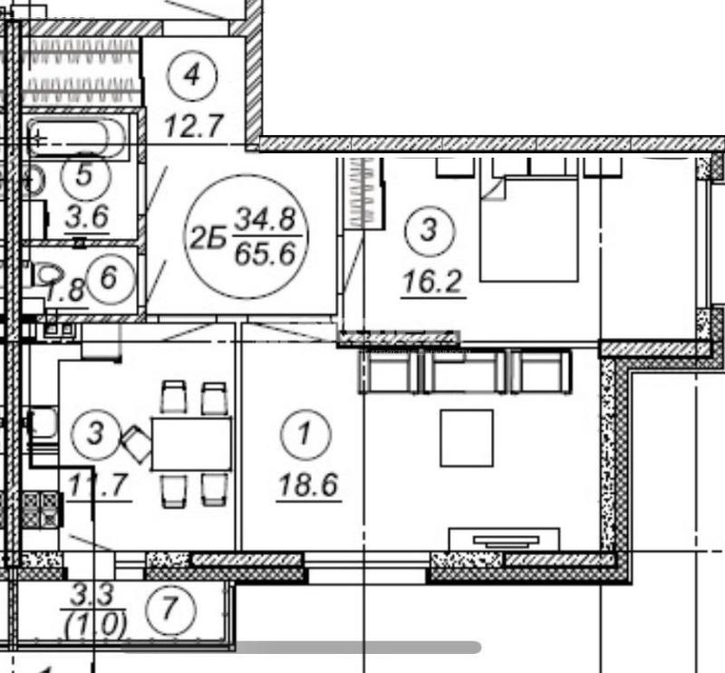 2-комнатная квартира, 65.1 м2