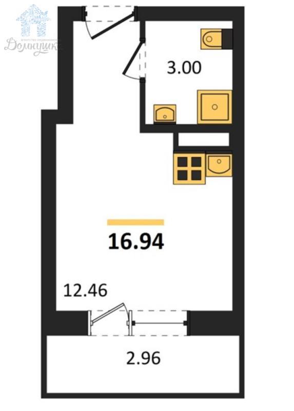 1-комнатная квартира, 16 м2