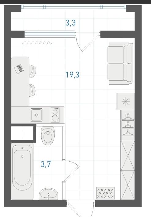 Студия, 23.27 м2