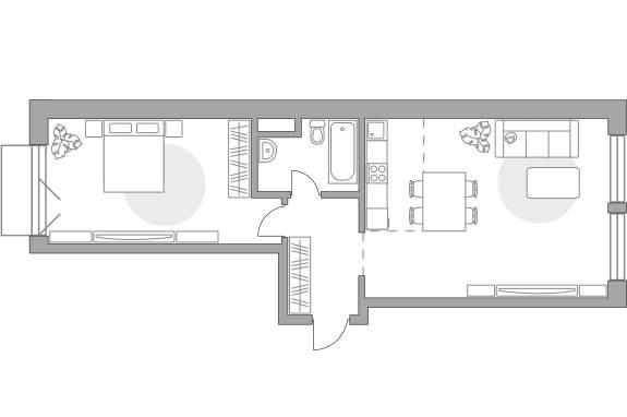 2-комн. квартира • 65.6 м2 • 11/13 этаж. Фото 2