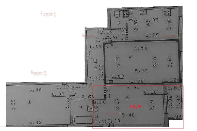 1 комната в 3-комнатной квартире, 16.00 м2
