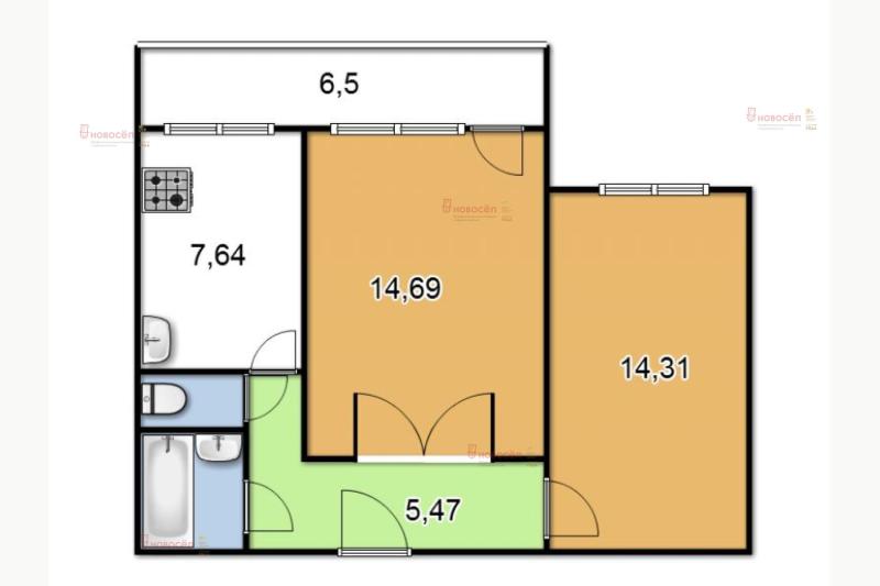 2-комнатная Квартира, 48 м2