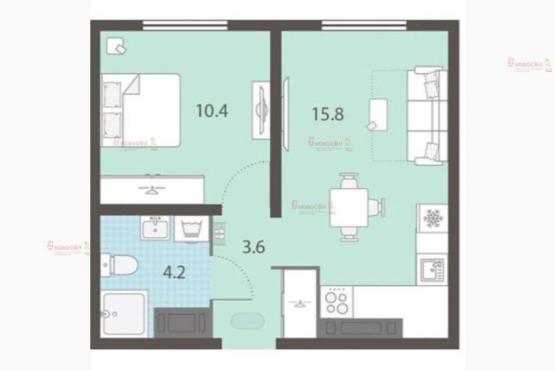 1-комнатная Квартира, 32 м2