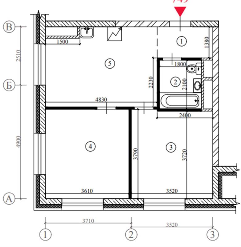 2-комнатная Квартира, 50 м2